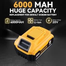 Vanon 2 Pack 18V DCB182 6.0Ah Lithium Ion Battery DCB14-XJ DCB20 DCB207 DCB208 Replace for DeWalt Battery pin UK Warehouse