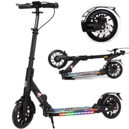 Kick Scooter for Teens & Adults, 200mm Big Wheels Foldable Scooter, Teens & Adult Scooters with LED Light-Up Deck