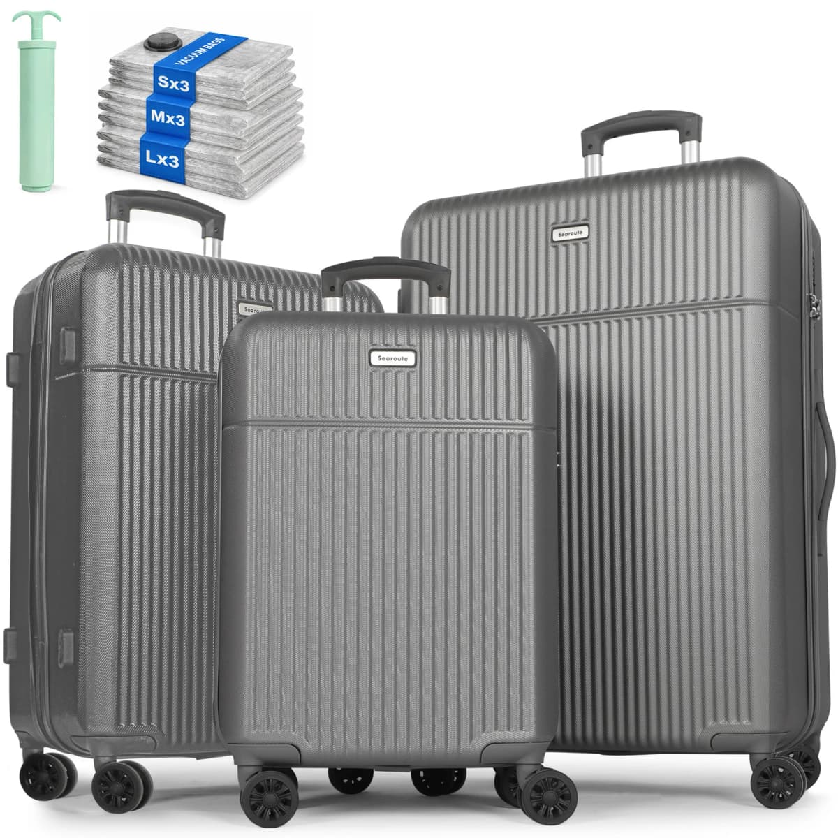 Luggage Sets Suitcase Carry On Hand Cabin ABS Hard Shell 4 Double Spinning Wheels TSA Lock- 3 Piece Set (21"24"28")