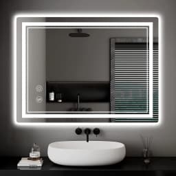 Bathroom Mirror with LED Lights Illuminated Bathroom Mirror Wall Mounted Vanity Mirror, Bathroom Light Mirror with Defogging