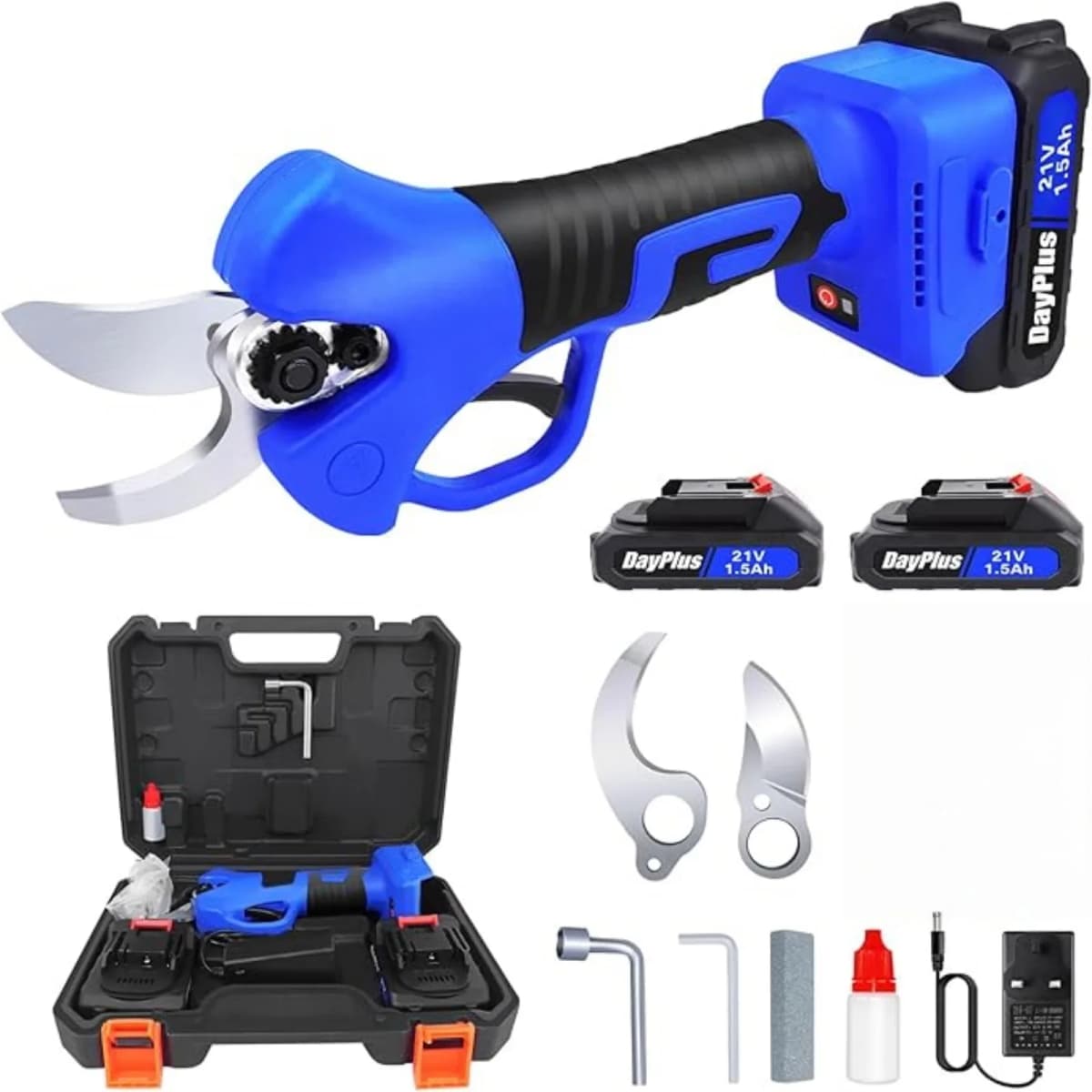 21V Electric Secateurs Cordless Pruning Shears Battery Powered with 2Pack 1.5AH Lithium Battery,for Pruning Trees and Shrubs
