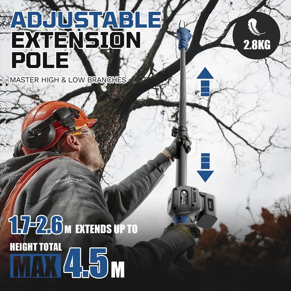 SWANSOFT CS-10 Brushless 600W Electric Chainsaw Pruner High Branch Saw 8-inch Garden Tree Pruning Tool For 21V Battery