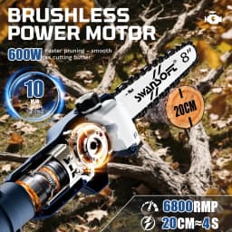 SWANSOFT CS-10 Brushless 600W Electric Chainsaw Pruner High Branch Saw 8-inch Garden Tree Pruning Tool For 21V Battery