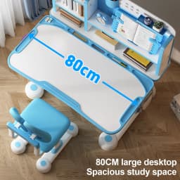 2Pcs/Set Kids Study Desk Chair Set, Height Adjustable Children School Study Table Chair Set with Sitting Corrector Desk