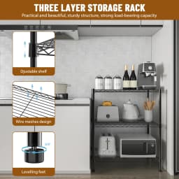 3-Shelf Narrow Storage Unit With Height Adjustable Shelves and Levelling Feet, 340 kg Max Weight, 60cm (W) *35cm(D)*76cm(H)