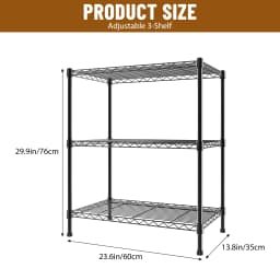 3-Shelf Narrow Storage Unit With Height Adjustable Shelves and Levelling Feet, 340 kg Max Weight, 60cm (W) *35cm(D)*76cm(H)