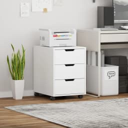 BonChoice 3 Drawers Mobile File Cabinet Wooden, Vertical File Cabinets with Drawer, Printer Stand Filing Storage for Home Office
