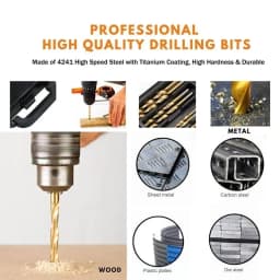 99Pcs HSS High Speed Steel Metric Drill Bit Sets for Drilling Plate Titanium & Hard Metals 1.5-10mm for Woodworking