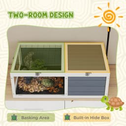 PawHut Tortoise House, Wooden Tortoise Table w/ Lamp Holder - Grey