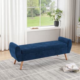 Voltsify Chenille Upholstered Storage Bench for Living Room Bedroom Hallway