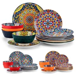 Vancasso 12/24 Piece New Bohemian Ceramic Dinnerware Plates Porcelain Plates Dinner Set with 4pcs Dinner Plate/Dessert/Bowl