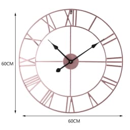Voltsify 60CM Metal Round Wall Clock with , Rose Gold