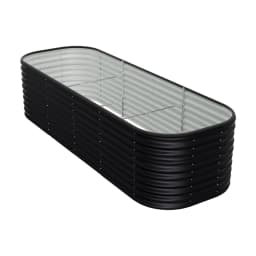 Voltsify Anthracite Oval-Shaped Galvanized Steel Raised Garden Bed, 240cm W X 80cm D X 56cm H