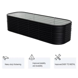 Voltsify Anthracite Oval-Shaped Galvanized Steel Raised Garden Bed, 240cm W X 80cm D X 56cm H
