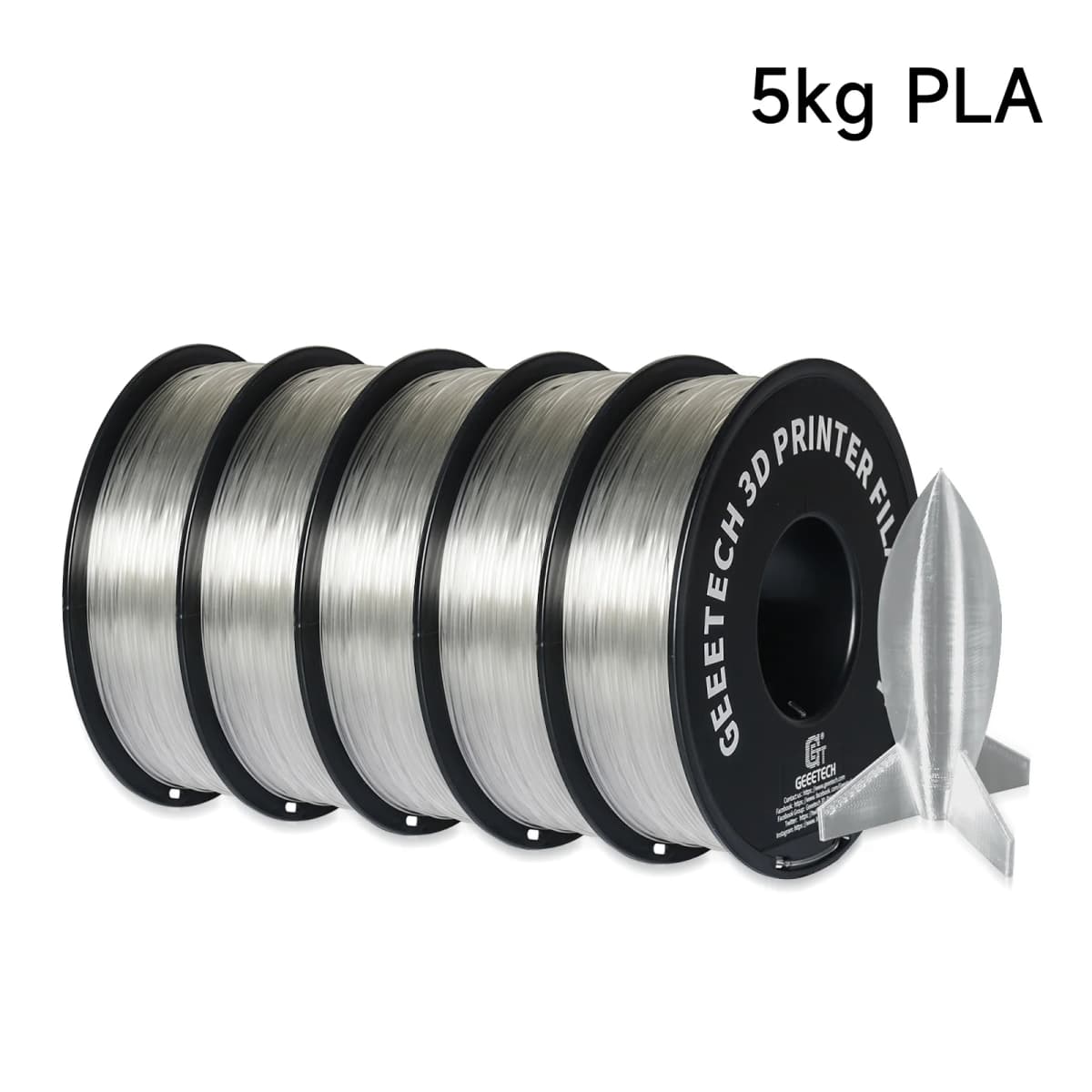Geeetech 5Kg Standard PLA Filament 1.75mm 3D Printer Plastic Material, Accuracy 0.03mm, Multiple Colour, Fit Most FDM Printer