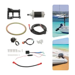 12V Electric Starter Conversion Kit for Suzuki 2-Stroke 40HP Outboard Motor, Black