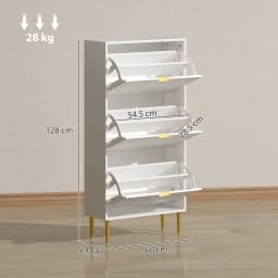 HOMCOM Slim Shoe Storage Cabinet with 3 Flip Drawers for Hallway, White