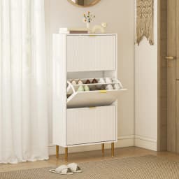 HOMCOM Slim Shoe Storage Cabinet with 3 Flip Drawers for Hallway, White