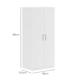 HOMCOM Wardrobe for Bedroom, Double Wardrobe with Hanging Rail, White