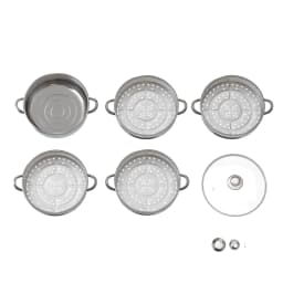 5 Tier Stainless Steel Cookware, Multipurpose Steaming Pot with Handle, Home Steam Food Tool Set, Multi Use Kitchen Implement
