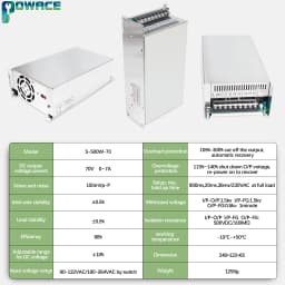 CNC Part 500W DC Switching Power Supply 60V 70V Transformer AC to DC Driver Single Output