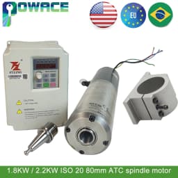 【EU US】CNC 1.8KW 2.2KW 220V ISO20 Automatic tool change ATC Spindle Motor Water Cooling With FL inverter For Metal Router