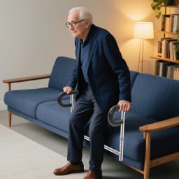 304 Stainless Steel Adjustable Sofa Assist Stand - Heavy Duty 330LB Capacity, Ergonomic Anti-Slip Handles for Elderly/Disabled