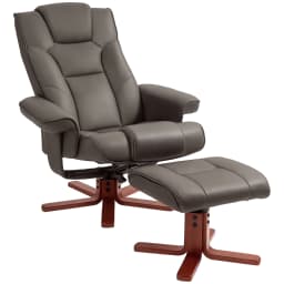 HOMCOM Reclining Armchair with Footstool and Adjustable Backrest, Brown