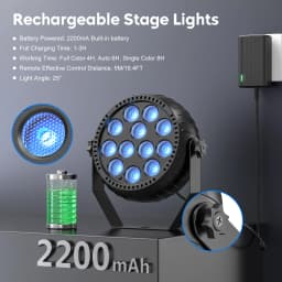 LeLeght 4Pcs 12LED Mini RGB Wireless Rechargeable Par Light LED Par Light Rechargeable Show Lights for Concert Party Wedding Bar