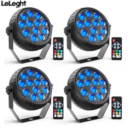 LeLeght 4Pcs 12LED Mini RGB Wireless Rechargeable Par Light LED Par Light Rechargeable Show Lights for Concert Party Wedding Bar