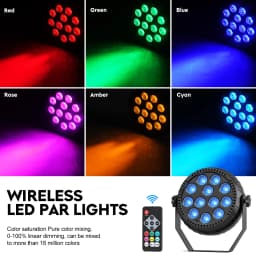 LeLeght 4Pcs 12LED Mini RGB Wireless Rechargeable Par Light LED Par Light Rechargeable Show Lights for Concert Party Wedding Bar