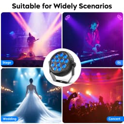 LeLeght 4Pcs 12LED Mini RGB Wireless Rechargeable Par Light LED Par Light Rechargeable Show Lights for Concert Party Wedding Bar