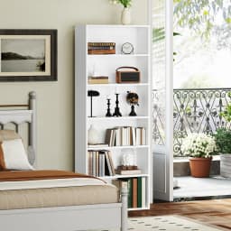 HOMCOM 6 Tier Bookshelf, Freestanding Bookcase with Adjustable Shelves, White