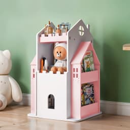 3/4 layer castle children's house rotating bookshelf toy storage rack display bookshelf storage cabinet home decoration