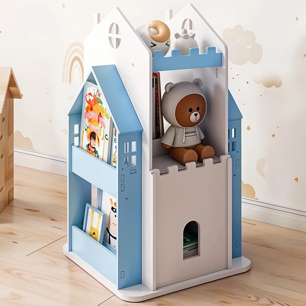 3/4 layer castle children's house rotating bookshelf toy storage rack display bookshelf storage cabinet home decoration