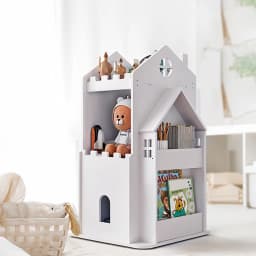 3/4 layer castle children's house rotating bookshelf toy storage rack display bookshelf storage cabinet home decoration