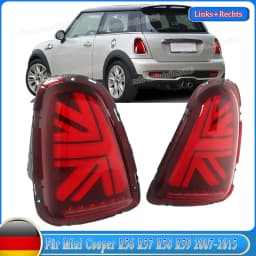 For Mini Cooper R56 R57 R58 R59 2007-2013 LED Tail Lights Red Lens with Sequential Turn Signal Function Dynamic Signal