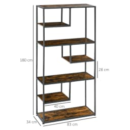 HOMCOM 6 Tier Storage Shelves, Free Standing Book Shelf for Study, Living Room
