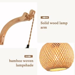 Hand Woven Bamboo Wall Lamp with Plug in Cord Farmhouse Rustic Boho Wall Sconces EU Plug Wall Lighting for Living Room Bedroom