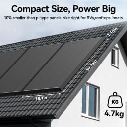RVPOZWER 12.8V 100W Rigid Solar Panel 18BB N-Type Solar Cells Monocrystalline Silicon Waterproof Solar Panel Camping/Home/RV