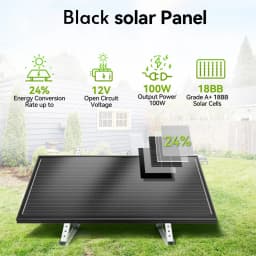 RVPOZWER 12.8V 100W Rigid Solar Panel 18BB N-Type Solar Cells Monocrystalline Silicon Waterproof Solar Panel Camping/Home/RV