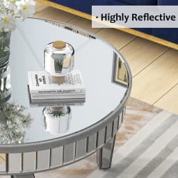 SHYFOY Half Moon Console Table, 39" Mirrored Entryway Table with HD Glass and 1 Drawer, Silver Console Table for Hallway Living