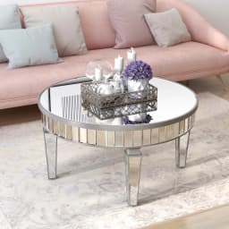 SHYFOY Half Moon Console Table, 39" Mirrored Entryway Table with HD Glass and 1 Drawer, Silver Console Table for Hallway Living