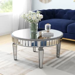 SHYFOY Half Moon Console Table, 39" Mirrored Entryway Table with HD Glass and 1 Drawer, Silver Console Table for Hallway Living