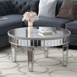 SHYFOY Half Moon Console Table, 39" Mirrored Entryway Table with HD Glass and 1 Drawer, Silver Console Table for Hallway Living