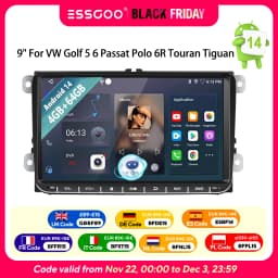 9" Android14 For VW Golf MK5 6 Passat Polo Touran Tiguan Caddy EOS Jetta T5 Seat Car Stereo Carplay GPS Navi BT RDS SWC AI Voice