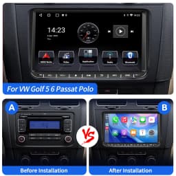 9" Android14 For VW Golf MK5 6 Passat Polo Touran Tiguan Caddy EOS Jetta T5 Seat Car Stereo Carplay GPS Navi BT RDS SWC AI Voice