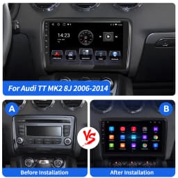 9" Android 14 Car Stereo Radio Multimedia Video Player For Audi TT MK2 8J 2006-14 Carplay Android Auto GPS Navigation BT FM Wifi