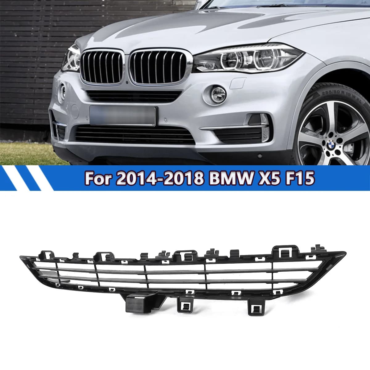 Bumper Grille Black Plastic Front Center Upper Fits 2014-2018 BMW X5 Drive35i XDrive35d XDrive35i XDrive50i Grille BM1036182