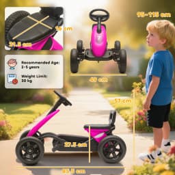 AIYAPLAY Pedal Go-Kart for Kids with Silent EVA Wheels, Metal Frame